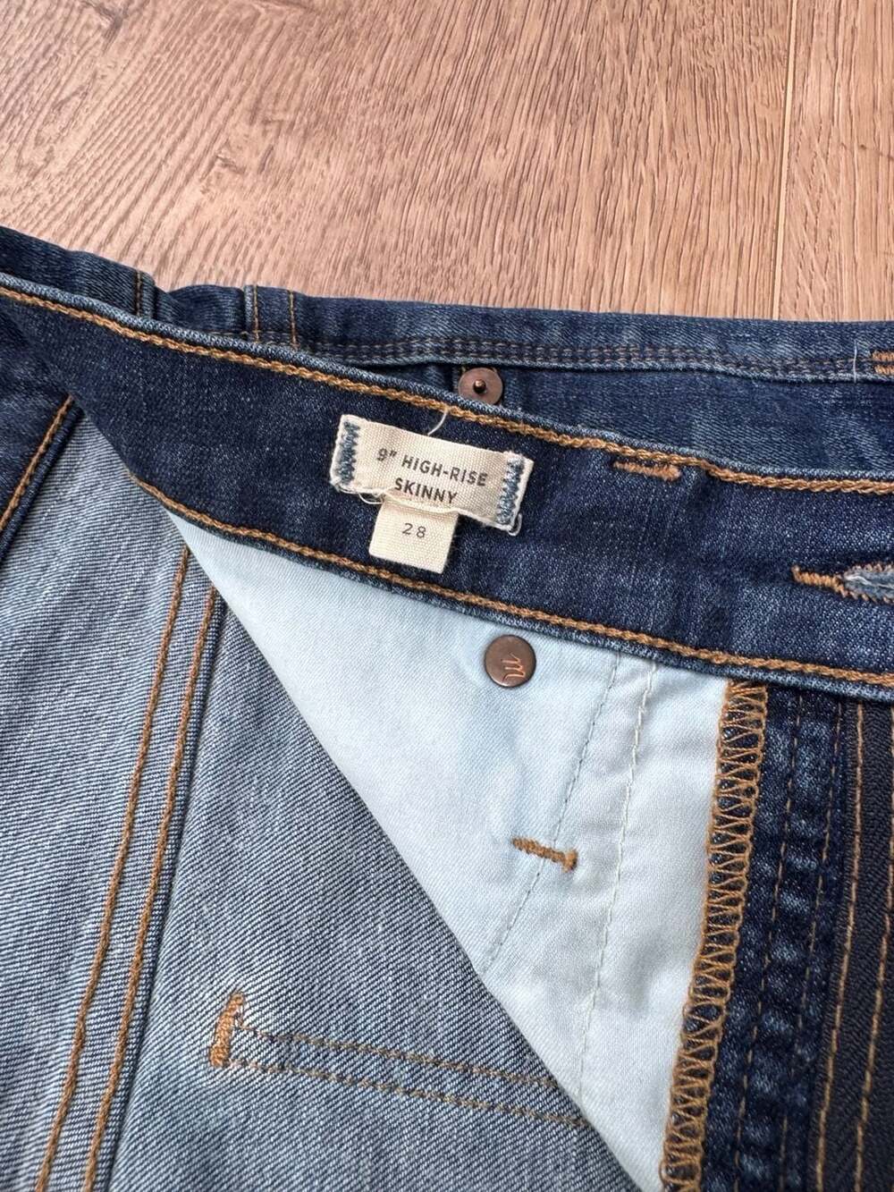 Madewell 9” High Rise Skinny Jeans Womens 28 Dark Wash Distressed Denim - Picture 8 of 9